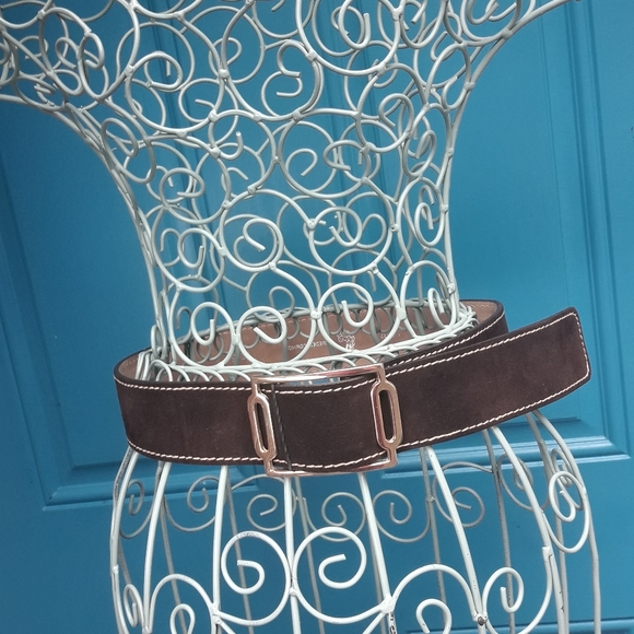 Real Leather Belt Genuine Cowhide Suede Gold Buckle Adjustable Length Strap - Picture 3 of 16